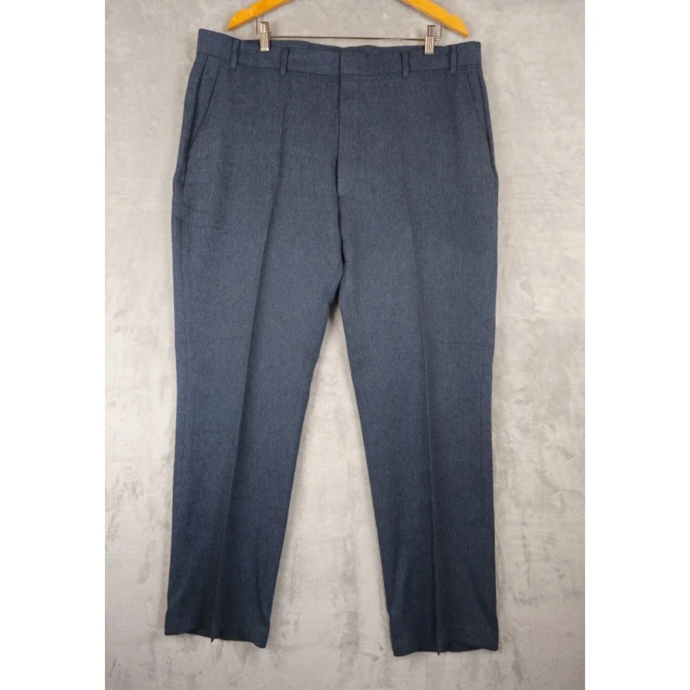 VINTAGE Levis Pants Mens 41x31.5 Blue Action Slacks‎ Polyester Straight Trousers